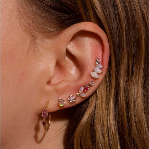 Stone and Strand Garnet Birthstone And Diamond Stud Earring - Picture 4 of 4